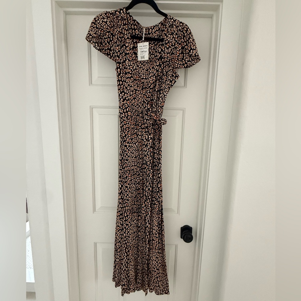 Free People Black and Orange Patterned Dress